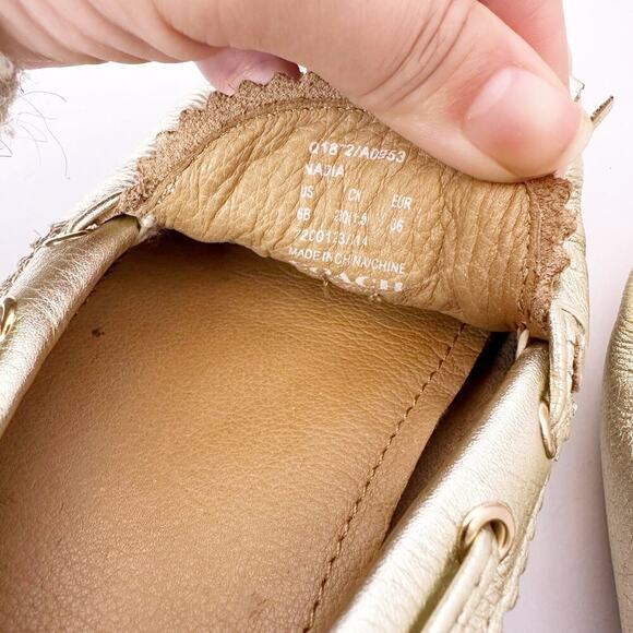 Coach Size 6 Nadia Gold Metallic Tassel Driving Moccasin - Picture 6 of 7